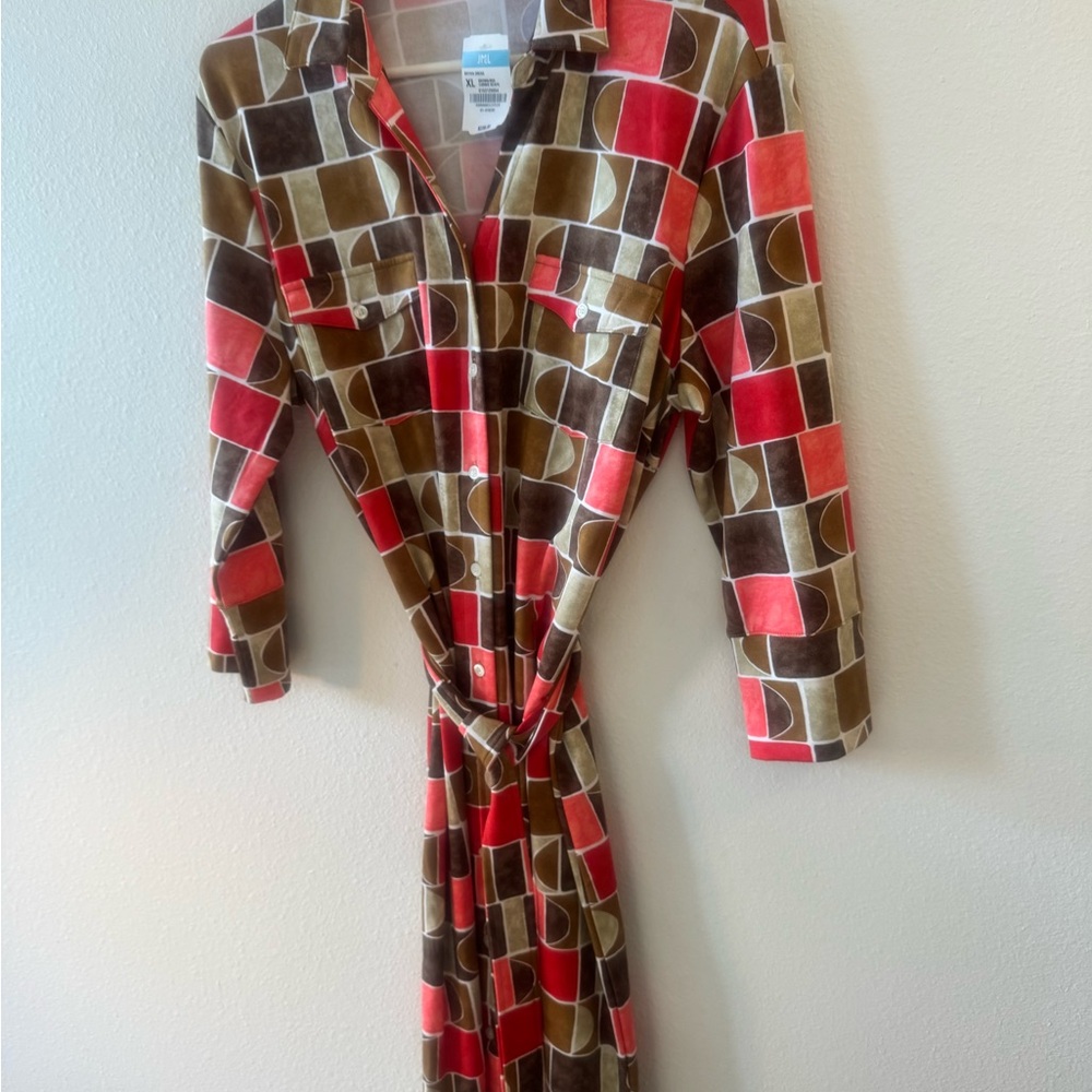 J McLaughlin geometric pattern Brynn wrap dress. … - image 1